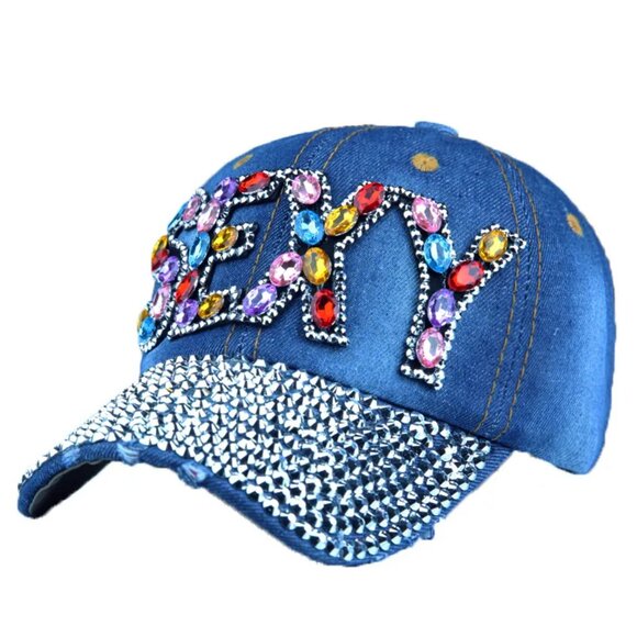 Women Adjustable Diamond Letter SEXY Outdoor Sunshade Hat Sunscreen Baseball Cap - Picture 3 of 7